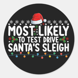 Sticker Rond Les Plus Susceptibles De Tester Conduite Père Noël