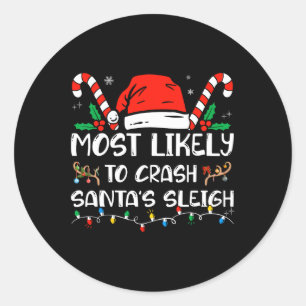 Sticker Rond Les plus susceptibles d'écraser Père Noël la famil