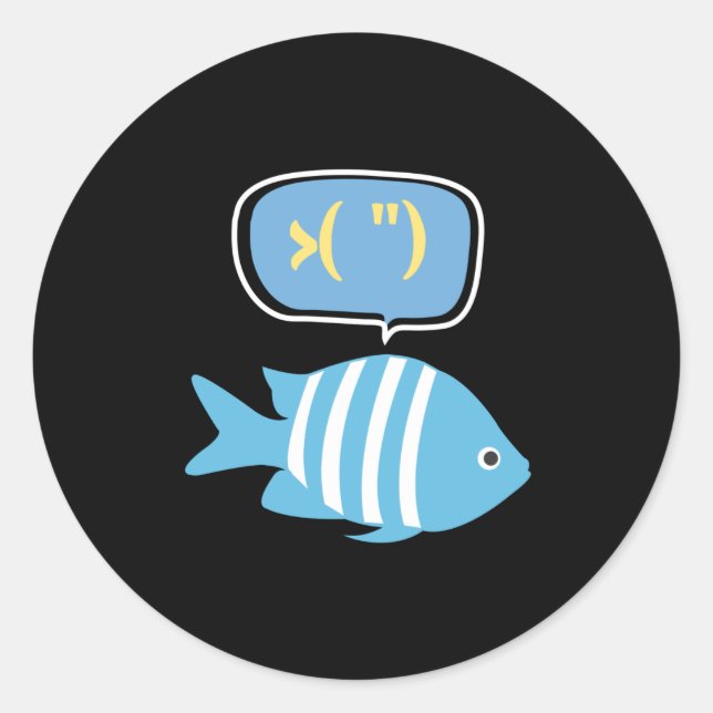 Sticker Rond Les poissons pensent aux poissons (Devant)