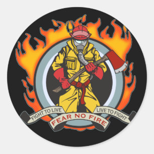Sticker Rond Les pompiers ne craignent pas le feu