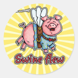 Sticker Rond les porcs ont piloté l'autocollant