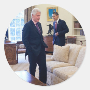 Sticker Rond Les présidents Barack Obama et Bill Clinton