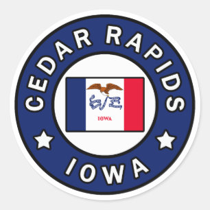 Sticker Rond Les rapides de cèdre Iowa