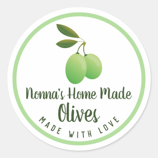 Sticker Rond Les réserves d'olivier cuites maison de Nonna (Devant)