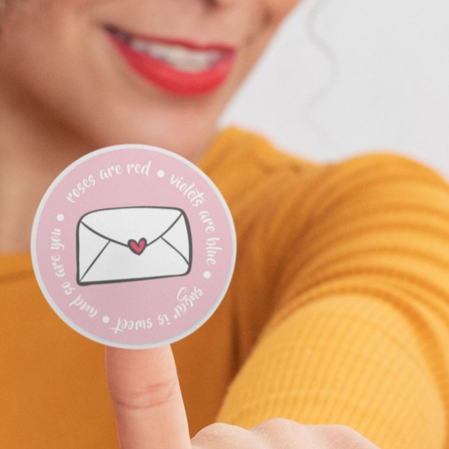 Sticker Rond Les Roses de l'enveloppe du coeur mignon sont des  (Créateur téléchargé)