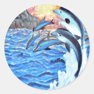 Sticker Rond Les scènes océaniques du marsouin dauphin