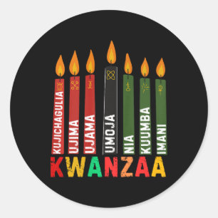 Sticker Rond Les Sept Principes De Kwanzaa Kinara Happy Kwanz