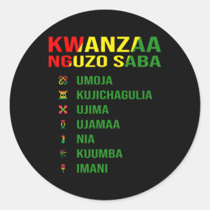 Sticker Rond Les Sept Principes De Kwanzaa - Nguzo Saba