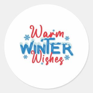 Sticker Rond Les souhaits d'hiver chauds