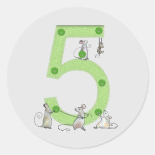 Sticker Rond Les souris coulent cinq