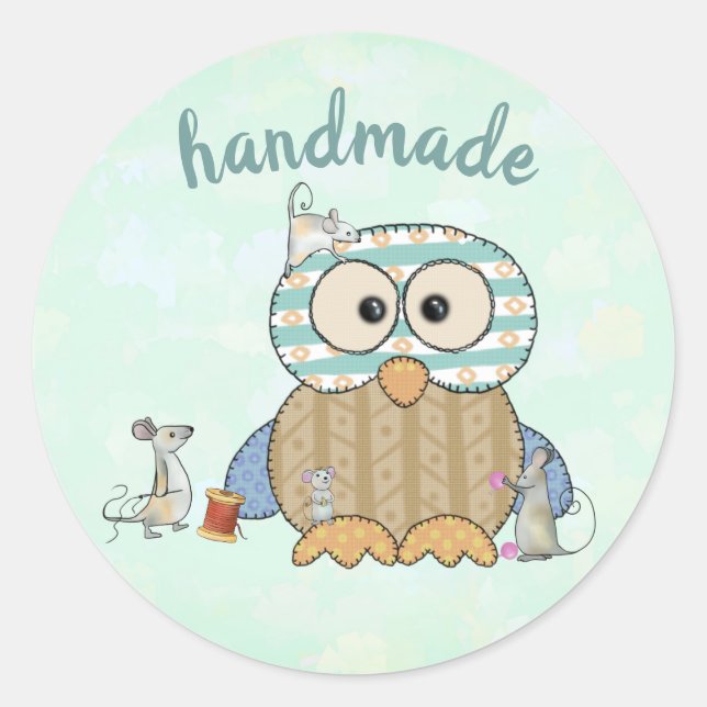 Sticker Rond Les souris coulent des hiboux (Devant)