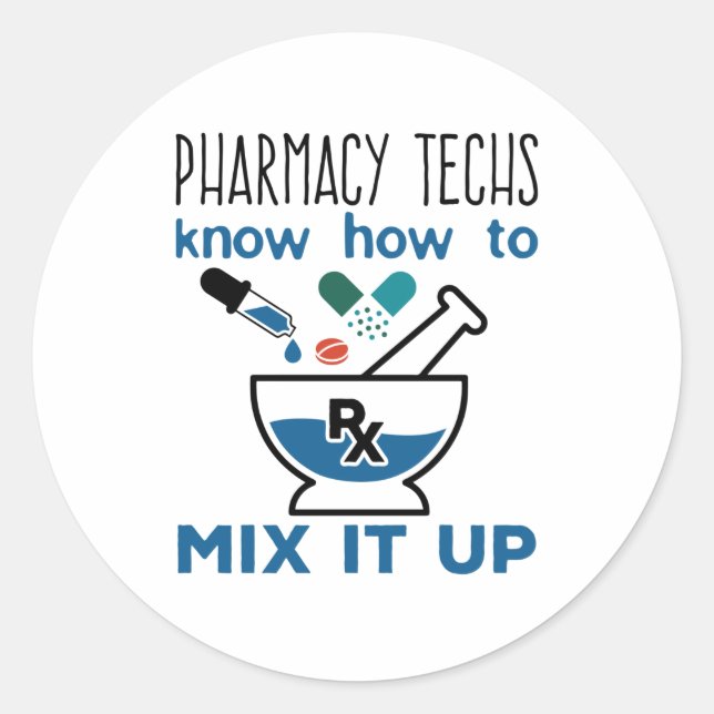 Sticker Rond Les techniciens en pharmacie savent comment le mél (Devant)