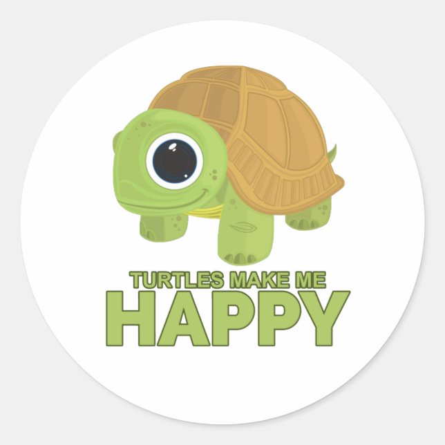 Sticker Rond Les tortues me rendent heureux (Devant)