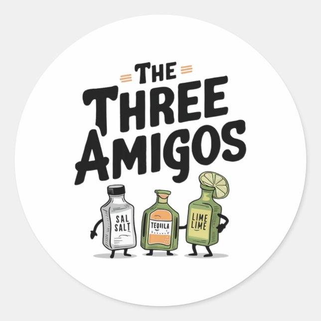 Sticker Rond Les Trois Amigos Cinco De Mayo Tequila Salt Et Li (Devant)