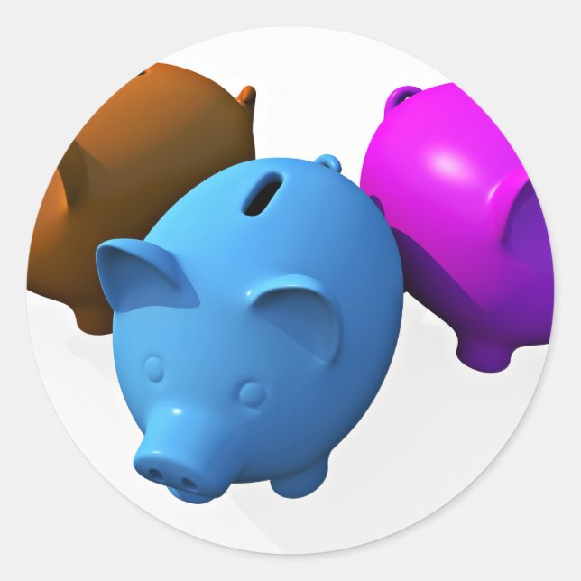 Sticker Rond Les Trois Petites Banques De Piggy (Devant)