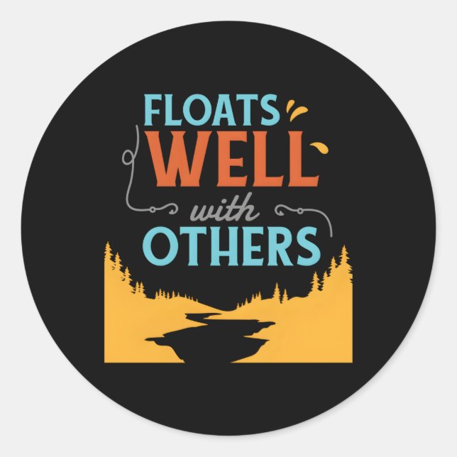 Sticker Rond Les Tubes De Rivière Flotte Bien Avec D'Autres (Devant)