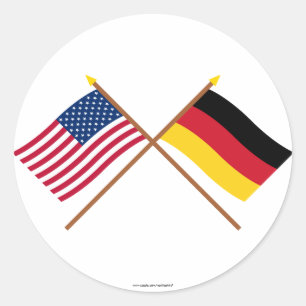 Sticker Rond Les USA et drapeaux croisés parAllemagne