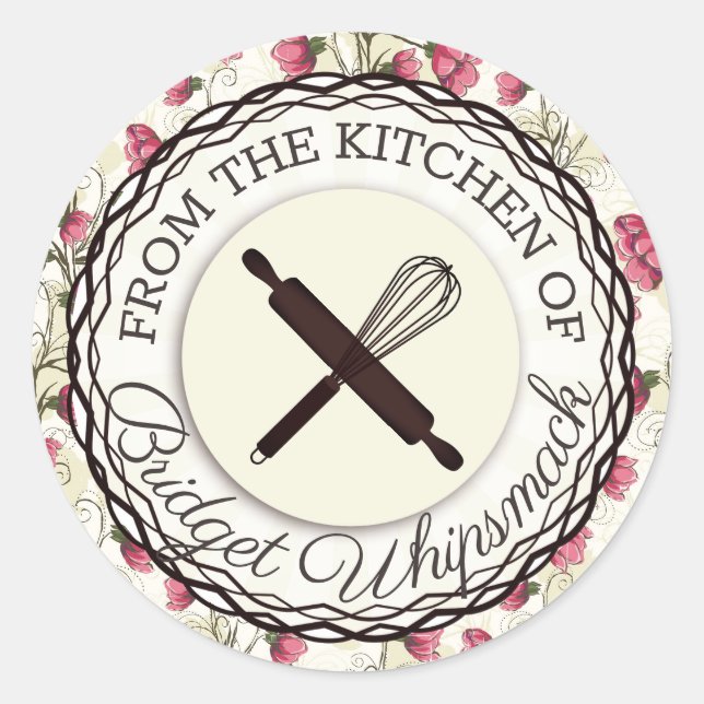 Sticker Rond Les ustensiles de cuisson fouettent de la cuisine  (Devant)