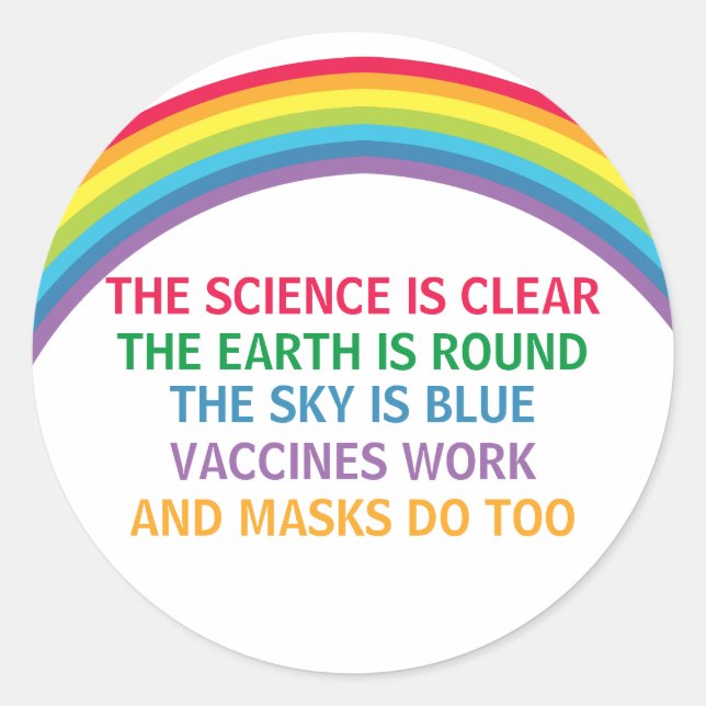 Sticker Rond Les vaccins fonctionnent porter un masque citation (Devant)