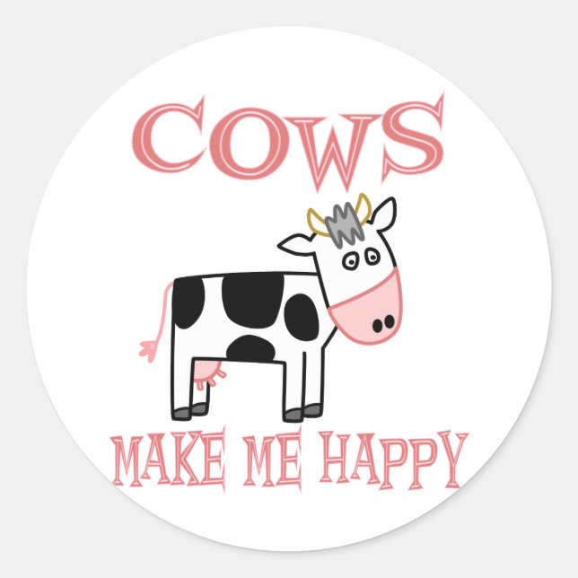 Sticker Rond Les Vaches Me Rendent Heureux (Devant)