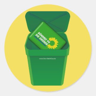 Sticker Rond Les verts dans la poubelle ! Satire ! -