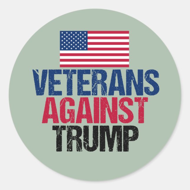 Sticker Rond Les vétérans contre Trump (Devant)