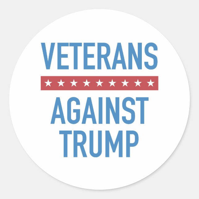 Sticker Rond Les vétérans contre Trump (Devant)