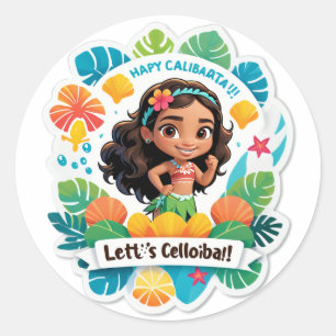Sticker Rond Les vibrations d'anniversaire de l'île de Moana