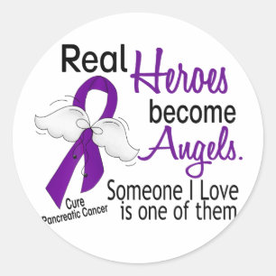 Sticker Rond Les vrais héros deviennent Cancer pancréatique