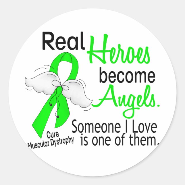 Sticker Rond Les vrais héros deviennent des anges Dystrophie mu (Devant)