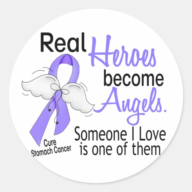 Sticker Rond Les vrais héros deviennent des anges Le cancer de  (Devant)