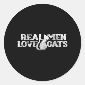 Sticker Rond Les vrais hommes aiment les chats chat personne
