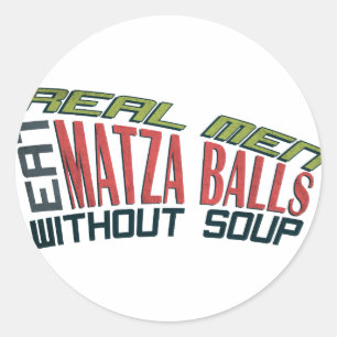 Sticker Rond Les vrais hommes mangent des boules Matza - Humour