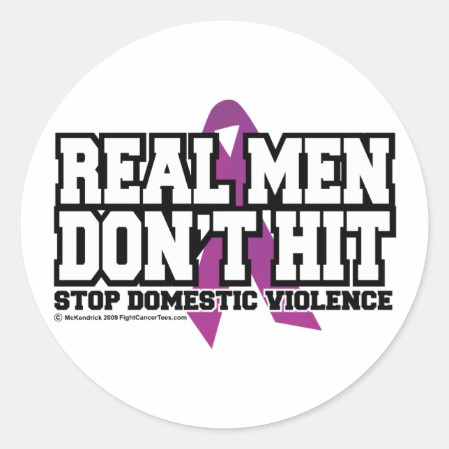 Sticker Rond Les vrais hommes ne frappent pas (Devant)