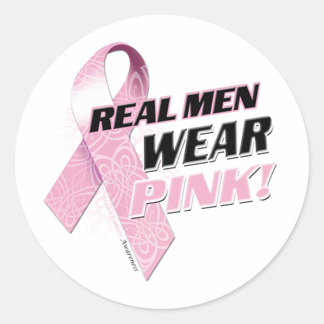 Sticker Rond Les vrais hommes portent le rose (Devant)