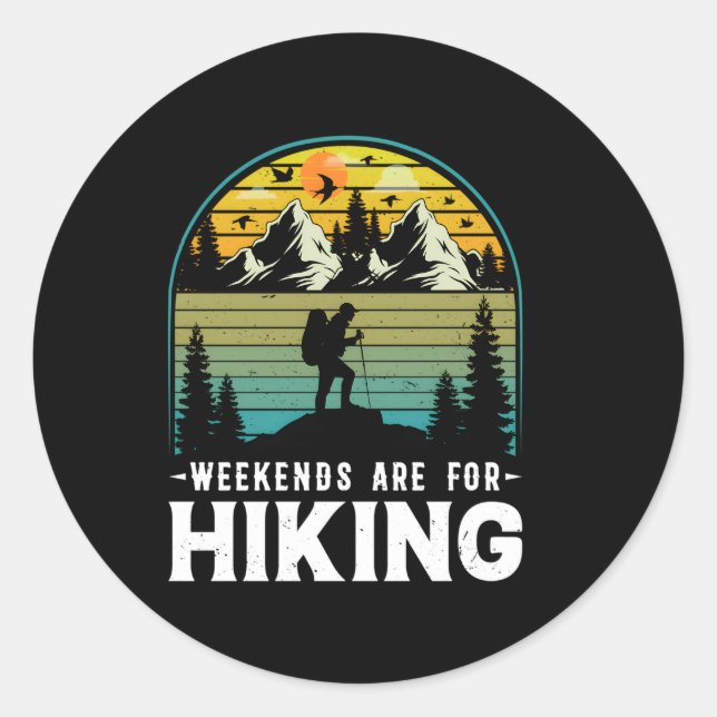 Sticker Rond Les Week-ends Sont Pour Randonnée Nature Mountains (Devant)