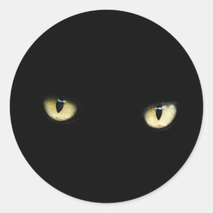 Sticker Rond Les yeux de chat noir  Macro des yeux de chat