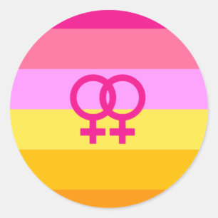 Sticker Rond Lesbienne Dawn Pride Femmes qui aiment les femmes