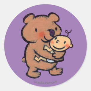 Sticker Rond Leslie Patricelli Big Brown Bear Hug
