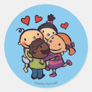 Sticker Rond Leslie Patricelli Group Accroché avec des amis