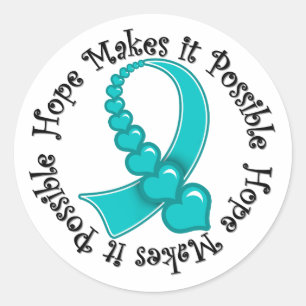 Sticker Rond L'espoir du cancer de l'ovaire rend possible