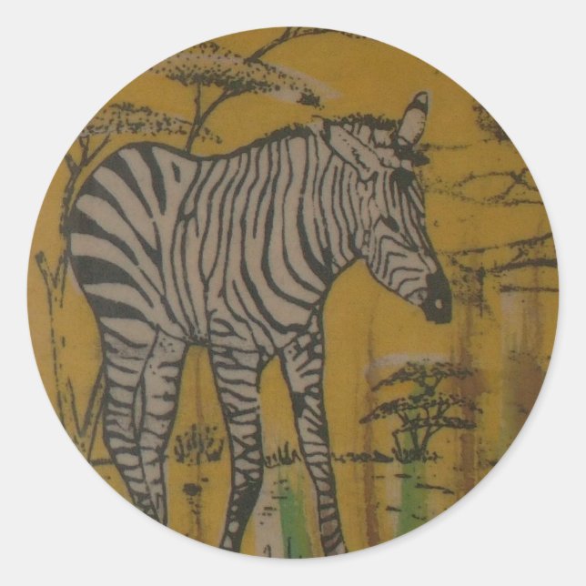 Sticker Rond L'Esprit du Serengeti : Le Grazing du Zèbre dans l (Devant)