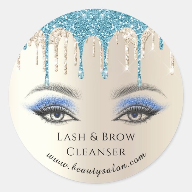 Sticker Rond lessive et brow or bleu parties scintillant affair (Devant)