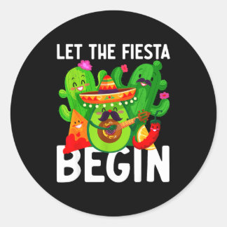 Sticker Rond Let the fiesta begin funny cinco de mayo mexican L