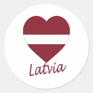 Sticker Rond Lettonie - Coeur du drapeau