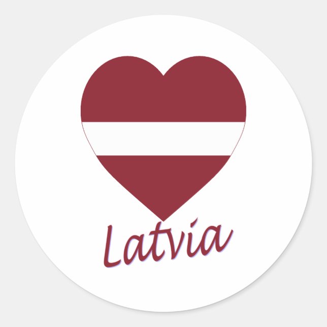 Sticker Rond Lettonie - Coeur du drapeau (Devant)