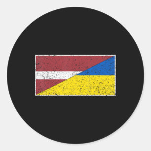 STICKER ROND LETTONIE UKRAINE DRAPEAU LATVIENNE NATIONALITÉ UKR