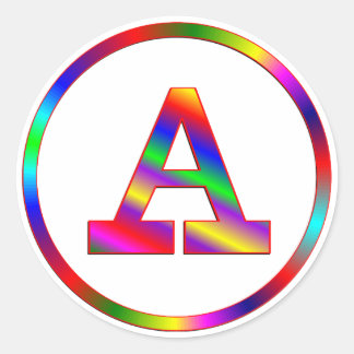 Sticker Rond Lettre A Arc-en-ciel