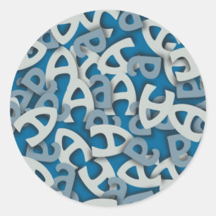 Sticker Rond Lettre A bleu