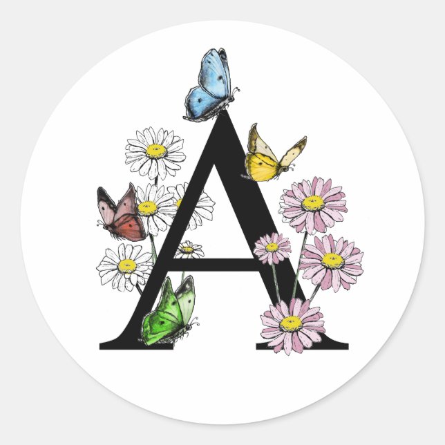 Sticker Rond LETTRE A DU BROUILLARD D'AQUATIE Florale (Devant)